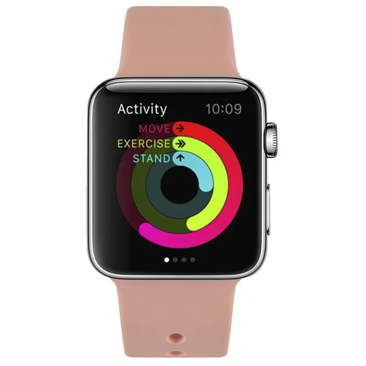 Snap Button Adjustment Silicone Watch Band Strap for Apple Watch Series 10 42mm / 9 8 7 41mm / 6 5 4 SE SE (2022) SE (2023) 40mm / 3 2 1 38mm - Pink