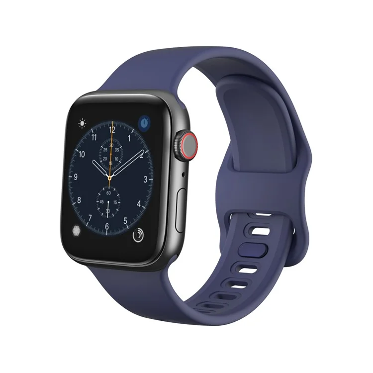 Silicone Smart Watch Band Adjustable Wrist Strap for Apple Watch Ultra 49mm / Ultra 2 49mm / Series 9 45mm / SE (2023) 44mm / Series 8 45mm / 7 45mm / Watch Series 6 / 5 / 4 / SE 44mm / SE (2022) 44mm / Watch Series 3 / 2 / 1 42mm - Midnight Blue