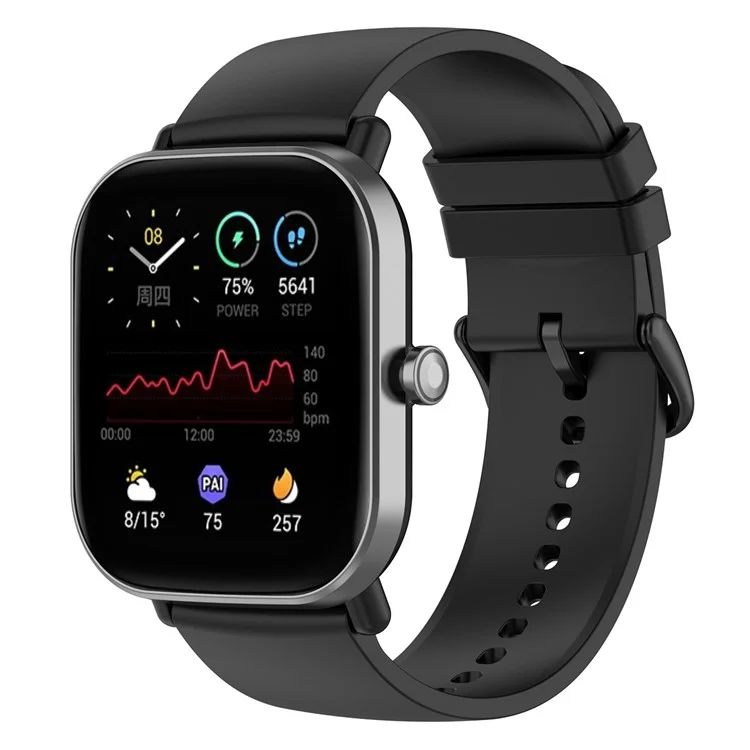 20mm weiches Silikon Smart Watch Band Ersatz Verstellbare Uhrenarmbänder für Huami Amazfit GTS 3 - Schwarz