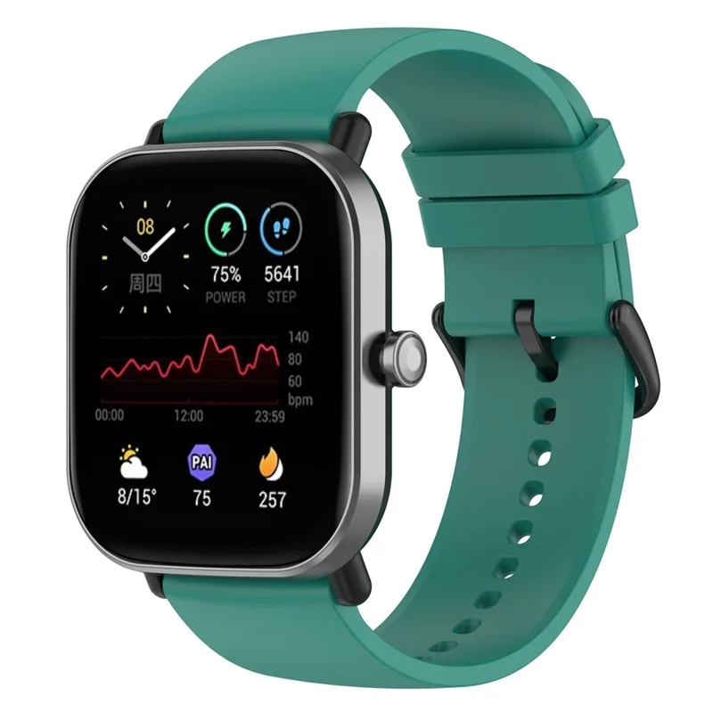 20mm Soft Silicone Smart Watch Band Replacement Adjustable Watch Straps for Huami Amazfit GTS 3 - Dark Green