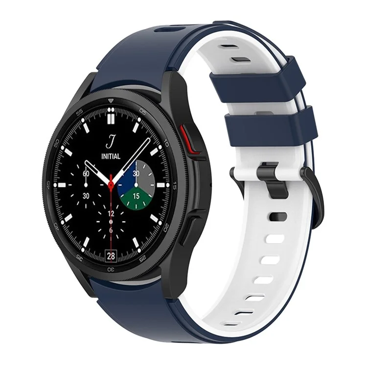 Bandon de Surveillance en Silicone à Double Couleur Sangle de Connexion D'interface Officielle Pour Samsung Galaxy Watch4 Classic 46mm 42mm / Watch4 44mm 40mm / Watch3 41 mm - Bleu de Minuit / Blanc