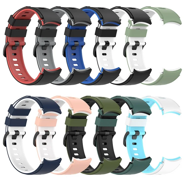 Dual Color Soft Silicone Watch Band Strap for Samsung Galaxy Watch6 40mm 44mm / Watch6 Classic 43mm 47mm / Watch 5 40mm 44mm / 5 Pro 45mm / Watch4 40mm 44mm / Watch3 41mm - Midnight Blue / White