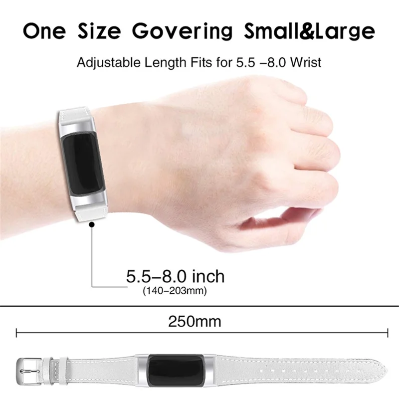 Премиальный ремешок из натуральной кожи с регулируемым ремешком для Fitbit Charge 6 / 5 — белый