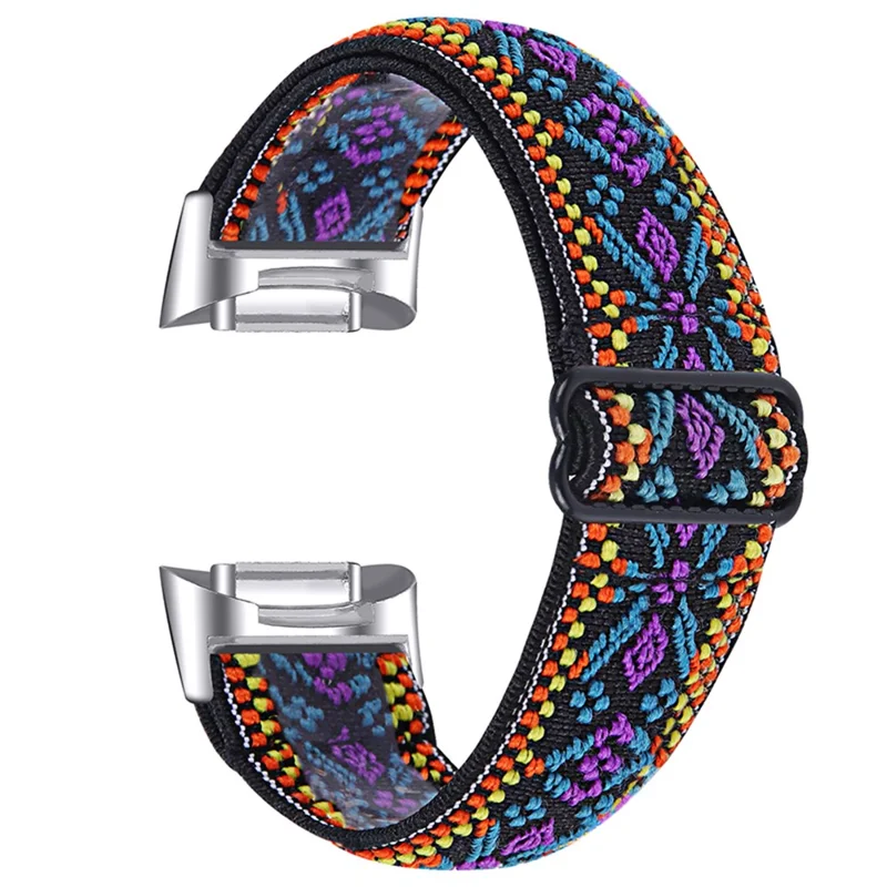 Elastisches Nylonband mit verstellbarer Schnalle, geflohtes Uhrenarmband für Fitbit Charge 6 / 5 - 5#
