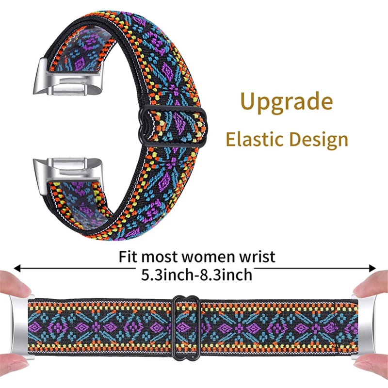 Elastisches Nylonband mit verstellbarer Schnalle, geflohtes Uhrenarmband für Fitbit Charge 6 / 5 - 5#