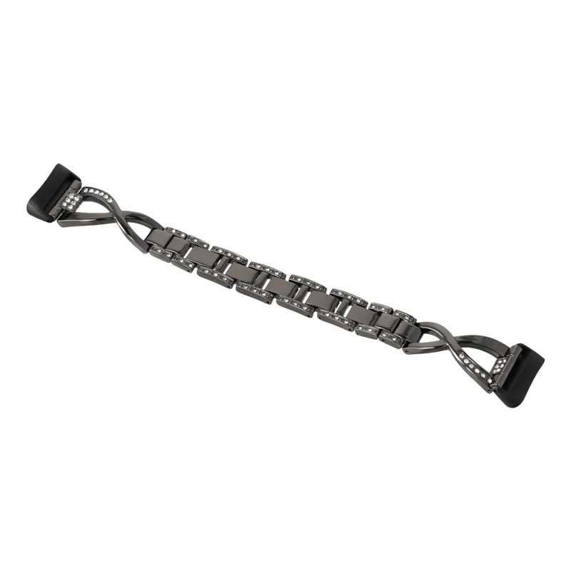 Aluminum Alloy X-shaped Watch Strap with Rhinestones Decor Smart Watch Band Wrist Strap for Fitbit Charge 6 / 5 - Black
