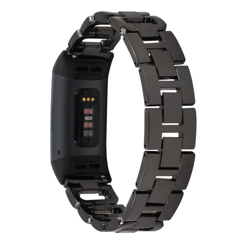 Durable Rhinestones Decor Aluminum Alloy Replacement Smart Watch Band Wrist Strap for Fitbit Charge 6 / 5 - Black