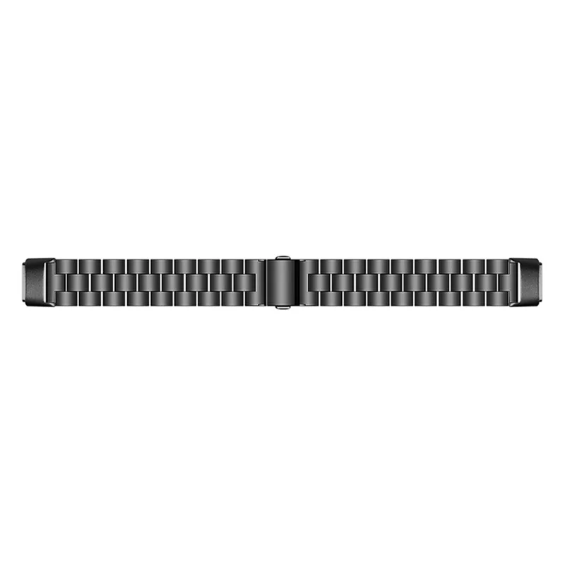 Três Contas de Aço Inoxidável Relógio Inteligente Substituição de Banda Metal Strap For Fitbit Luxe - Preto