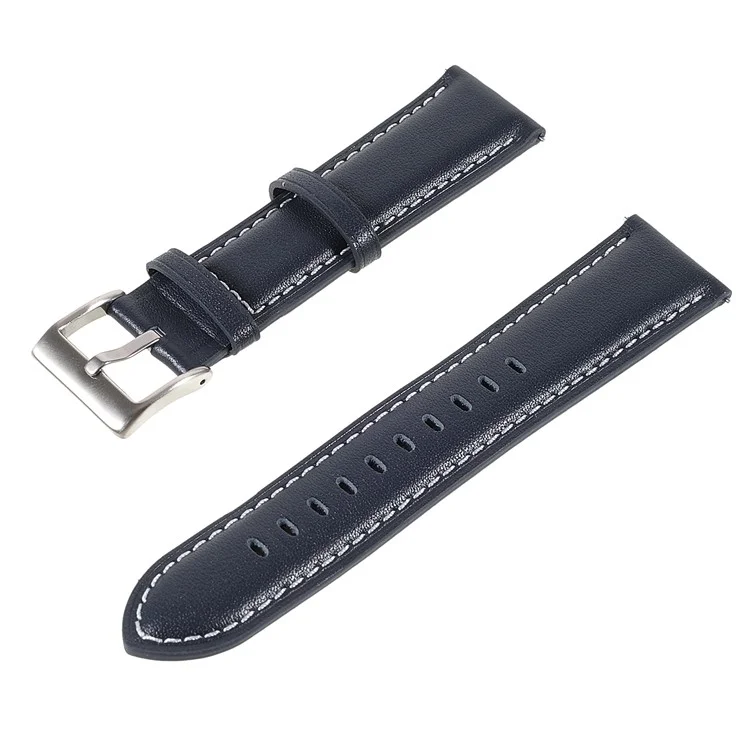 22mm Quick Release Genuine Leather Watch Band Adjustable Stitching Strap for Samsung Gear S3 Classic /Gear S3 Frontier/Galaxy Watch 46mm - Blau
