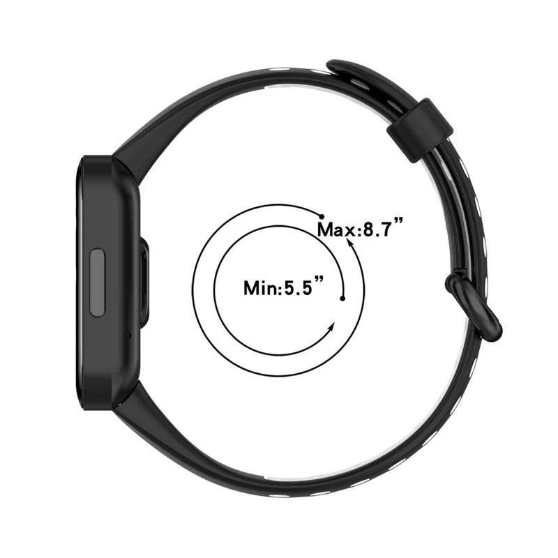Bracelet de montre respirant bicolore en silicone souple pour Xiaomi Redmi Watch 2 - Noir/Gris