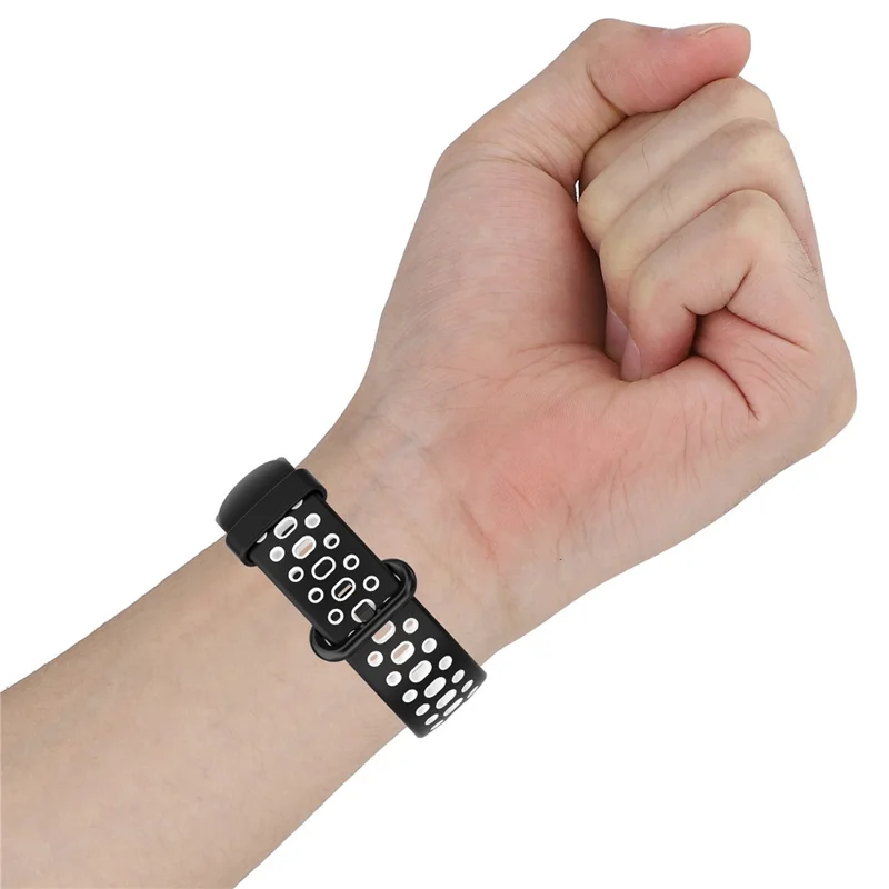 Bracelet de montre respirant bicolore en silicone souple pour Xiaomi Redmi Watch 2 - Noir/Gris