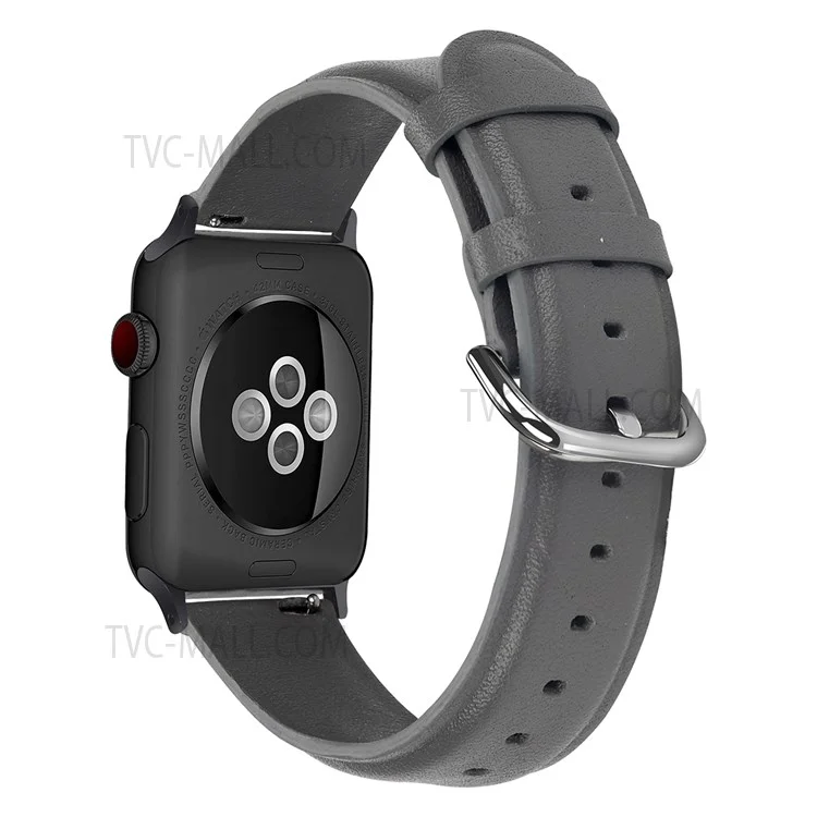 Anti-Scratch Fashionable Top-Layer Cowhide Leather Genuine Leather Watch Strap for Apple Watch Series 10 46mm / Ultra 2 Ultra 49mm / 9 8 7 45mm / SE (2023) SE (2022) SE 6 5 4 44mm / 3 2 1 42mm - Grey