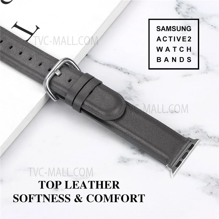 Anti-Scratch Fashionable Top-Layer Cowhide Leather Genuine Leather Watch Strap for Apple Watch Series 10 46mm / Ultra 2 Ultra 49mm / 9 8 7 45mm / SE (2023) SE (2022) SE 6 5 4 44mm / 3 2 1 42mm - Grey