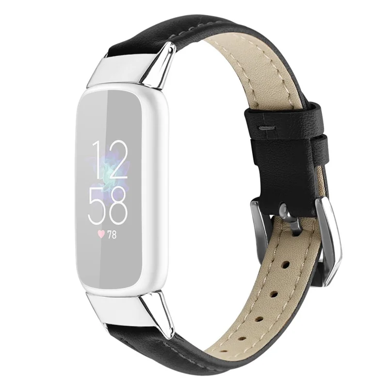 [Size L] Tool Free Soft Genuine Leather Watch Band for Fitbit Luxe/Fitbit Luxe Special Edition - Black