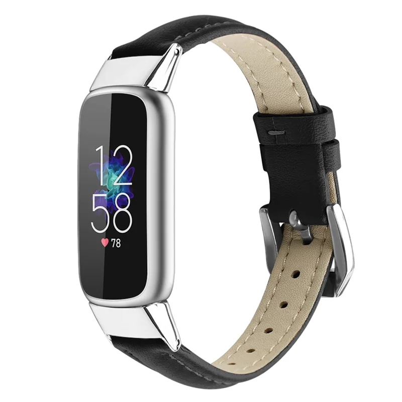 [Size L] Tool Free Soft Genuine Leather Watch Band for Fitbit Luxe/Fitbit Luxe Special Edition - Black
