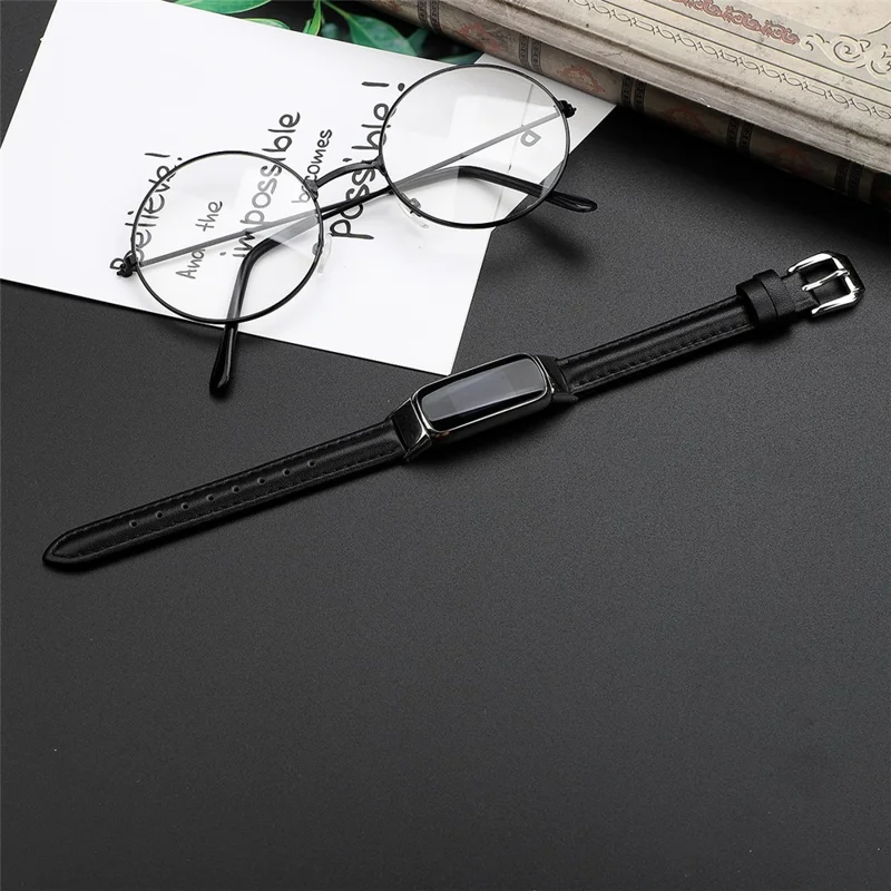 [Size L] Tool Free Soft Genuine Leather Watch Band for Fitbit Luxe/Fitbit Luxe Special Edition - Black