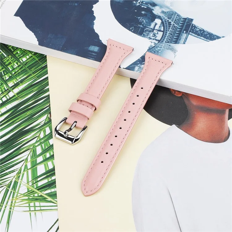 20mm Genuine Leather Smart Watch Band Adjustable Strap for Samsung Galaxy Watch Active/Watch3 41mm/Gear S2 - Rose Pink