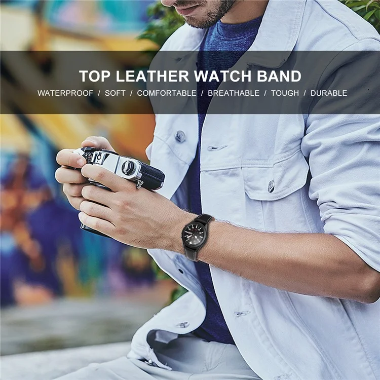 Cinturino in pelle di mucca di prima qualità resistente ai graffi da 20 mm per Samsung Galaxy Watch3 41 mm - Nero