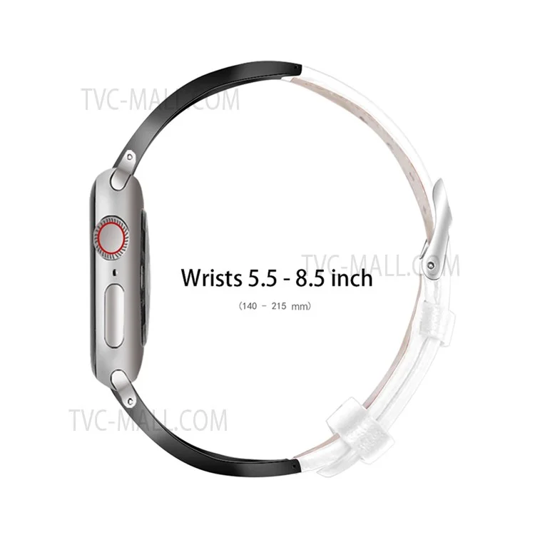 Rhinestone Decorative Ceramic+Stainless Steel+Genuine Leather Watchband for Apple Watch Series 10 46mm / Ultra 2 Ultra 49mm / 9 8 7 45mm / SE (2023) SE (2022) SE 6 5 4 44mm / 3 2 1 42mm - White