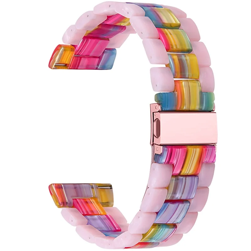 Rust-proof Color Splicing Resin Strap 3 Beads Watchband with Butterfly Buckle for Fitbit Versa 2/Fitbit Versa/Versa Lite/Versa SE - Glitter Pink/Colorful