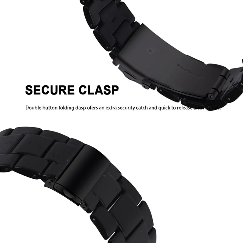 Quick Release 3 Beads Resin Watch Strap with Stainless Steel Folding Clasp for Fitbit Versa 2/Fitbit Versa/Versa Lite/Versa SE - Black