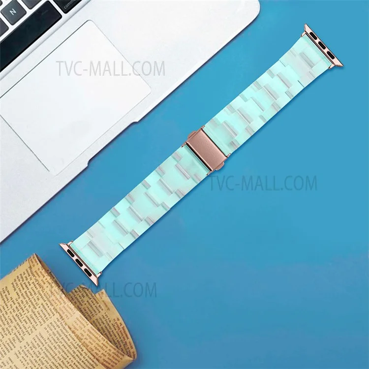 Replacement 3 Beads Resin Watch Strap Band for Apple Watch Series 10 42mm / 9 8 7 41mm / 6 5 4 SE SE (2022) SE (2023) 40mm / 3 2 1 38mm - Green