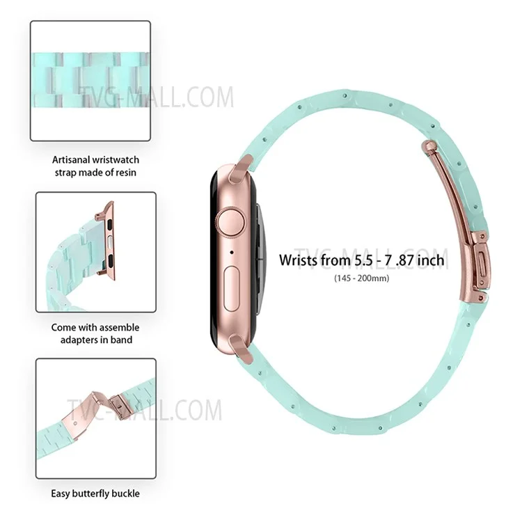 Replacement 3 Beads Resin Watch Strap Band for Apple Watch Series 10 42mm / 9 8 7 41mm / 6 5 4 SE SE (2022) SE (2023) 40mm / 3 2 1 38mm - Green