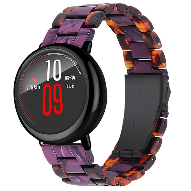 22mm Mode Farbe Spleißen 3 Perlen Strap Harz Armband Mit Schmetterlingsschnalle Für Huami Amazfit GTR 47mm / Amazfit 2 - Hawksbill / Lila