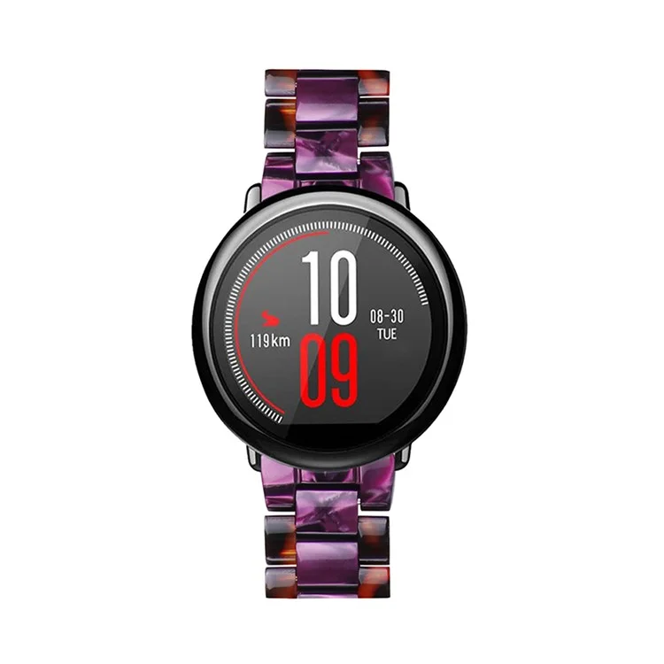 22mm Color Color Spelling 3 Bandes De Perles Sangle Résine Bandeau Avec Boucle De Papillon Pour Huami Amazfit GTR 47mm / Amazfit 2 - Hawksbill / Violet