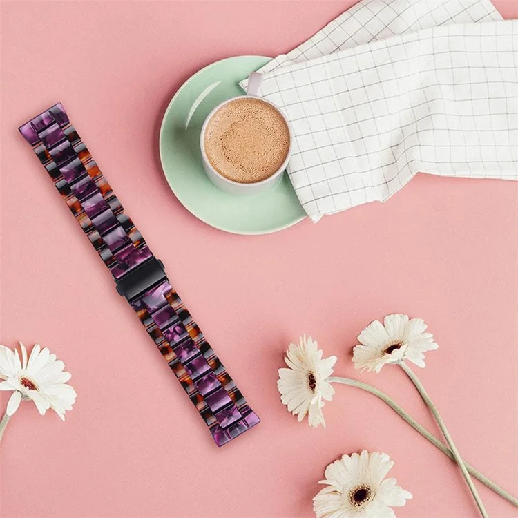 22mm Color Color Spelling 3 Bandes De Perles Sangle Résine Bandeau Avec Boucle De Papillon Pour Huami Amazfit GTR 47mm / Amazfit 2 - Hawksbill / Violet