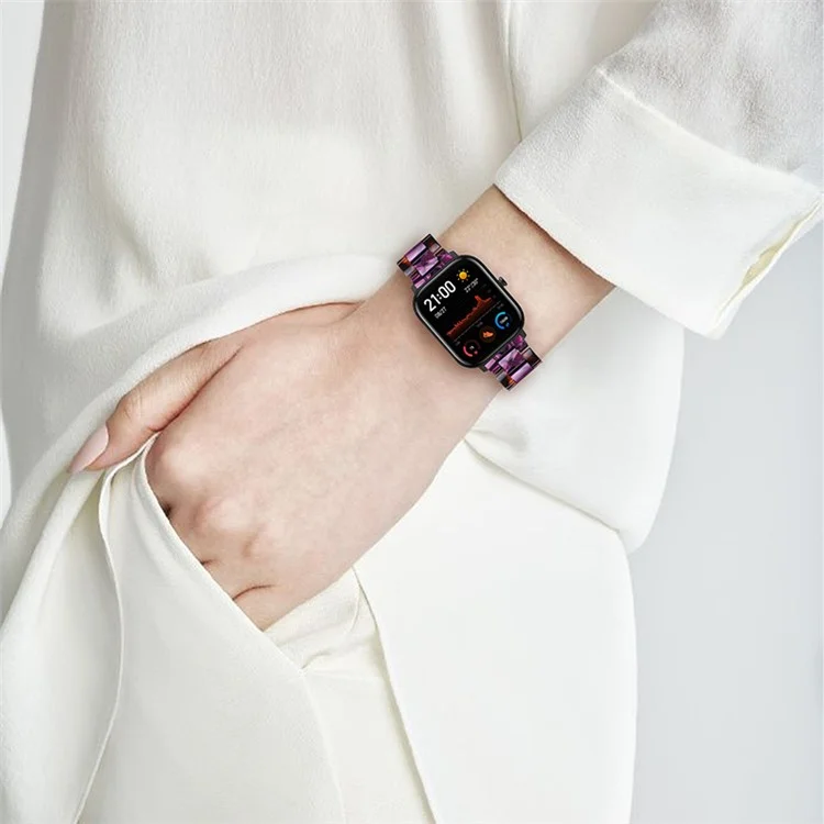 20mm Colore Splicing Resin Strap Easy Assemblare 3 Perline Watchband Con Fibbia A Farfalla Per Huaami Amazfit GTR 42mm / AmazFit GTS / AmazFit BIP / AMACCIT BIP LUTE / Youth Edition 1s - Hawksbill / Purple.