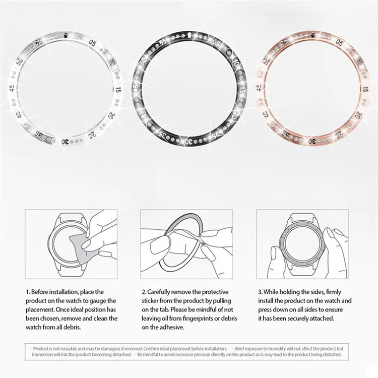 Protective Stainless Steel Watch Bezel Ring Cover with Shiny Rhinestone Decor for Samsung Galaxy Watch4 Classic 46mm - Rose Gold