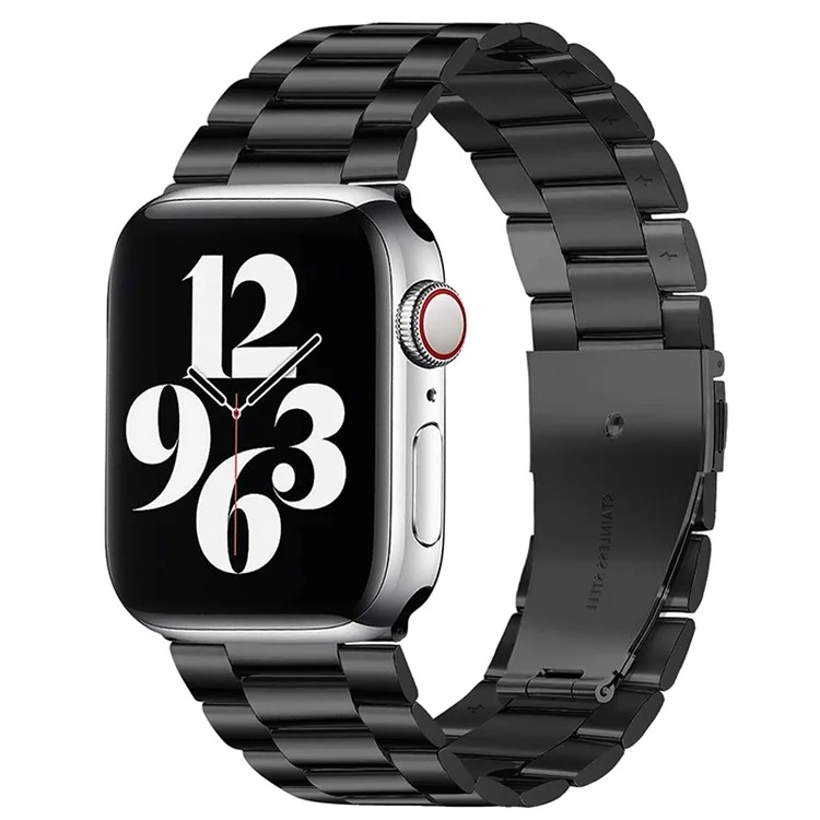 Montre intelligente en acier inoxydable 3 perles Bracelet en métal pour Apple Watch Series 10 46mm / Ultra 2 Ultra 49mm / 9 8 7 45mm / SE (2023) SE (2022) SE 6 5 4 44mm / 3 2 1 42mm - Noir