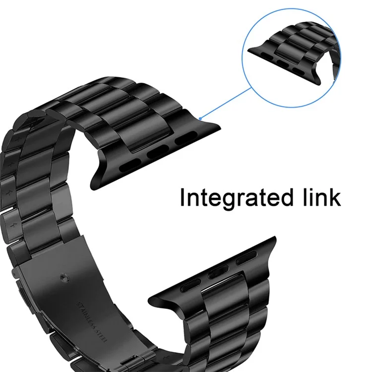 Montre intelligente en acier inoxydable 3 perles Bracelet en métal pour Apple Watch Series 10 46mm / Ultra 2 Ultra 49mm / 9 8 7 45mm / SE (2023) SE (2022) SE 6 5 4 44mm / 3 2 1 42mm - Noir