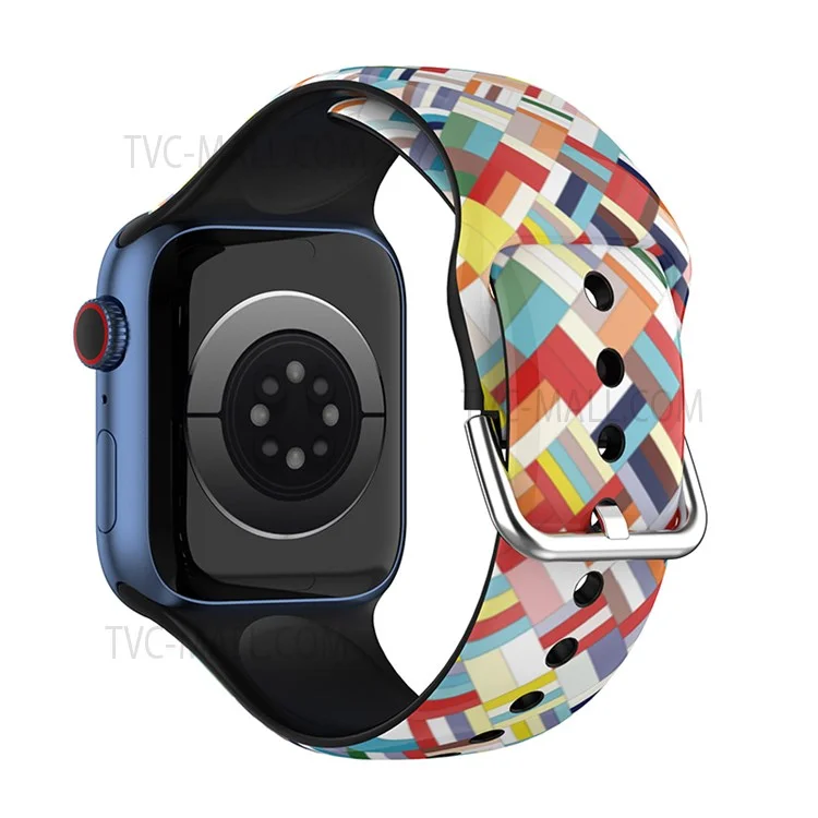 Multi-Color Flexible Silicone Replacement Watch Strap for Apple Watch Series 10 42mm / 9 8 7 41mm / 6 5 4 SE SE (2022) SE (2023) 40mm / 3 2 1 38mm - Colorful Grid