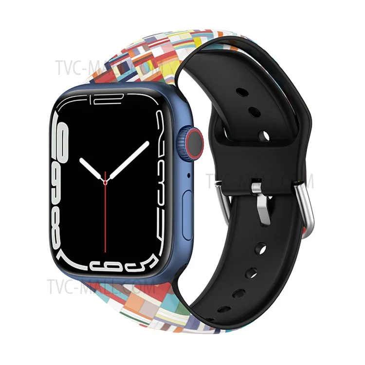 Multi-Color Flexible Silicone Replacement Watch Strap for Apple Watch Series 10 42mm / 9 8 7 41mm / 6 5 4 SE SE (2022) SE (2023) 40mm / 3 2 1 38mm - Colorful Grid