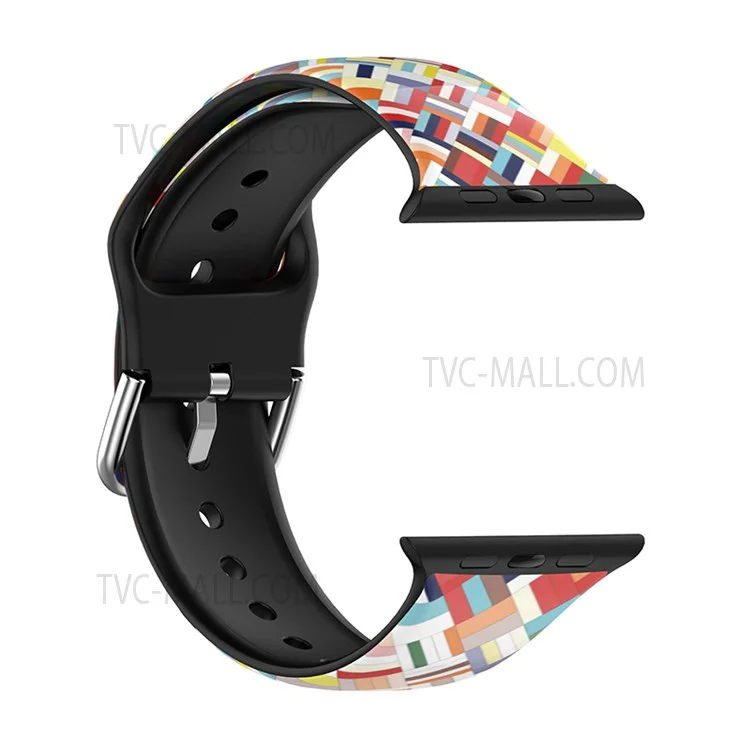 Multi-Color Flexible Silicone Replacement Watch Strap for Apple Watch Series 10 42mm / 9 8 7 41mm / 6 5 4 SE SE (2022) SE (2023) 40mm / 3 2 1 38mm - Colorful Grid