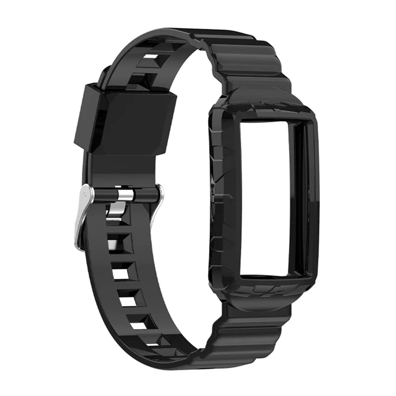 Integrated Soft TPU Strap and Watch Case Protective Cover for Fitbit Charge 4 / 4 SE / 3 / 3 SE - Black