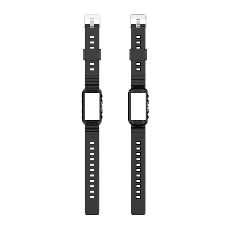 Integrated Soft TPU Strap and Watch Case Protective Cover for Fitbit Charge 4 / 4 SE / 3 / 3 SE - Black