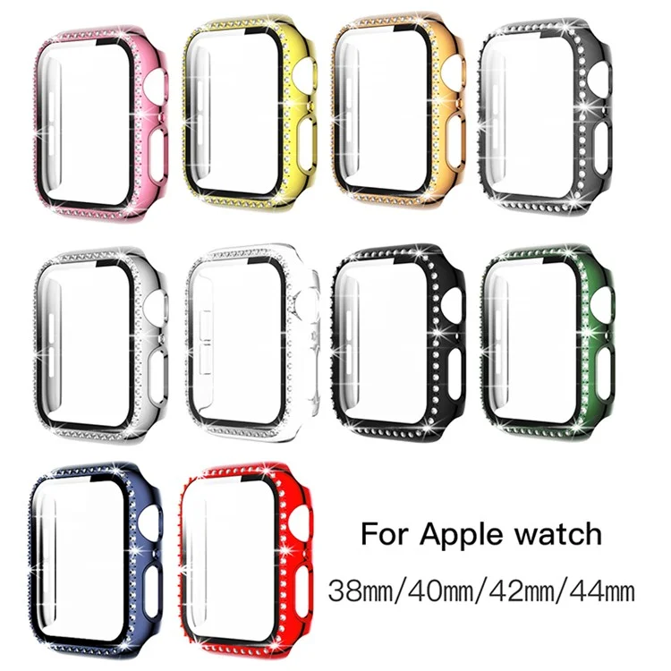 Scratch-resistant Rhinestone Watch Frame Protector for Apple Watch Series 4 / 5 / 6 44mm / SE 44mm / SE (2022) 44mm - Red