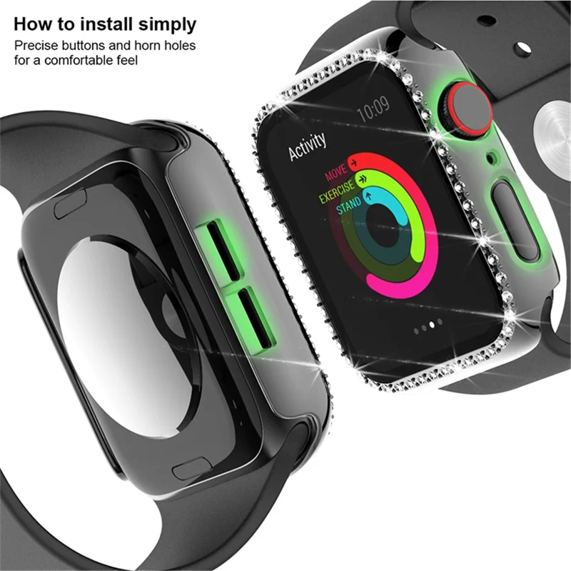 Skånskydd med strass för Apple Watch Series SE3 / SE2 / SE1 / 6 / 5 / 4 44 mm - Grå