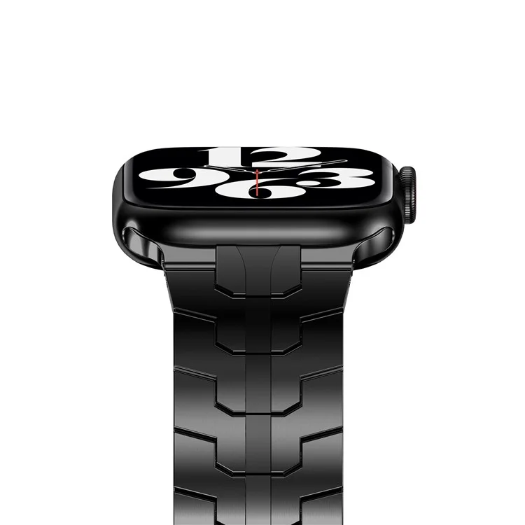 Adjustable Stainless Steel Strap Metal Watchband for Apple Watch Ultra 2 49mm / Series 9 45mm / SE (2023) 44mm / Ultra 49mm / Series 8 45mm / 7 45mm / Watch Series 6 / SE 44mm / SE (2022) 44mm / 5 / 4 44mm / Watch Series 3 / 2 / 1 42mm - Black