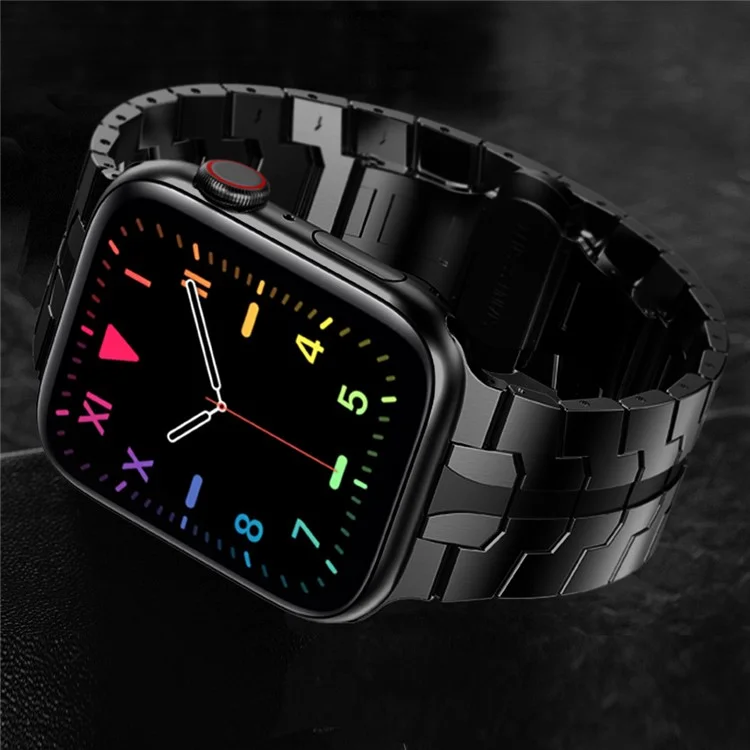 Adjustable Stainless Steel Strap Metal Watchband for Apple Watch Ultra 2 49mm / Series 9 45mm / SE (2023) 44mm / Ultra 49mm / Series 8 45mm / 7 45mm / Watch Series 6 / SE 44mm / SE (2022) 44mm / 5 / 4 44mm / Watch Series 3 / 2 / 1 42mm - Black