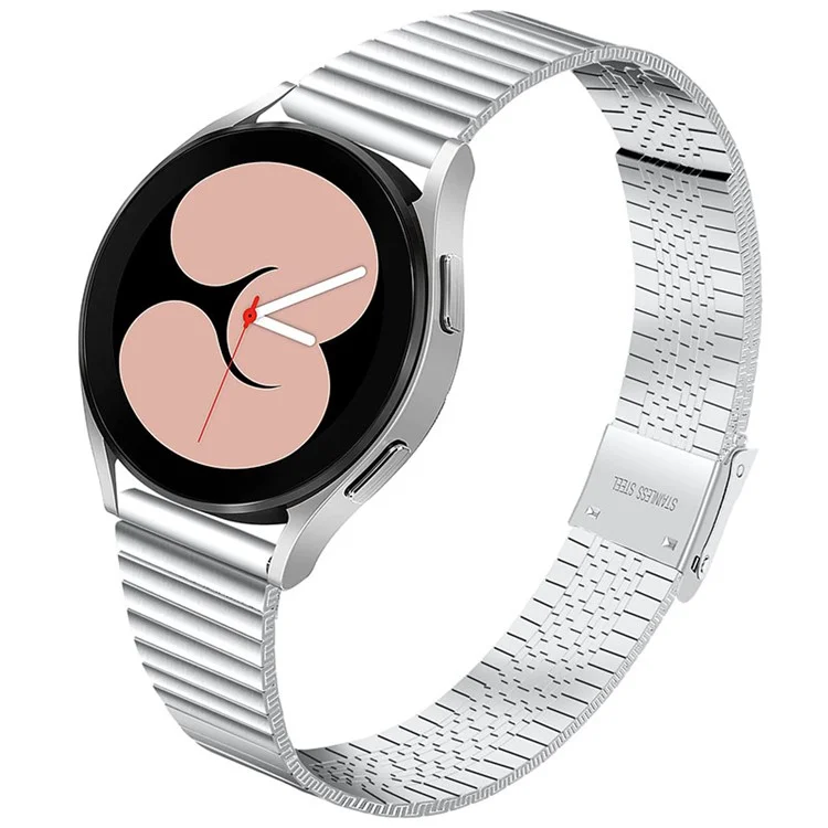 Doppelte Schnalle Seite Textured Edelstahl Uhrband Handgelenk Armbandband Für Samsung Galaxy Watch4 Classic 42mm 46mm / Galaxy Uhr Aktiv / Galaxy Watch Active2 40mm 44mm - Silber-