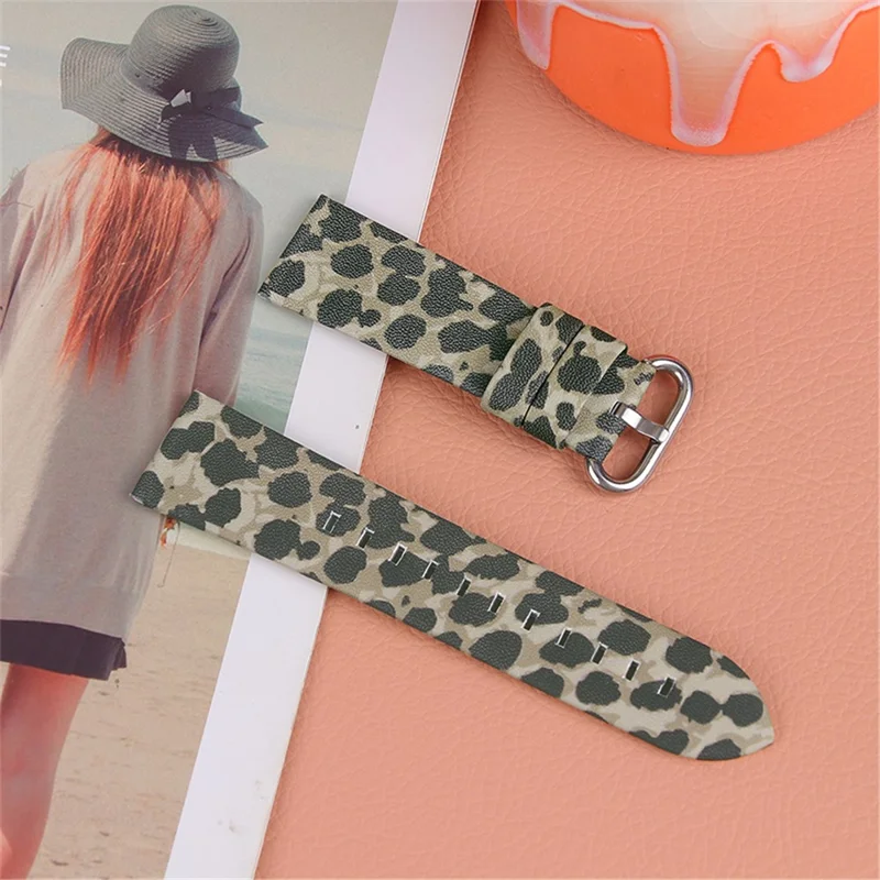 Texture Leopardo Vere la Fascia di Orologi in Pelle di Cuoio Vera Sostituzione Per Fitbit Versa/Versa 2/Versa Lite/Versa - Army Green