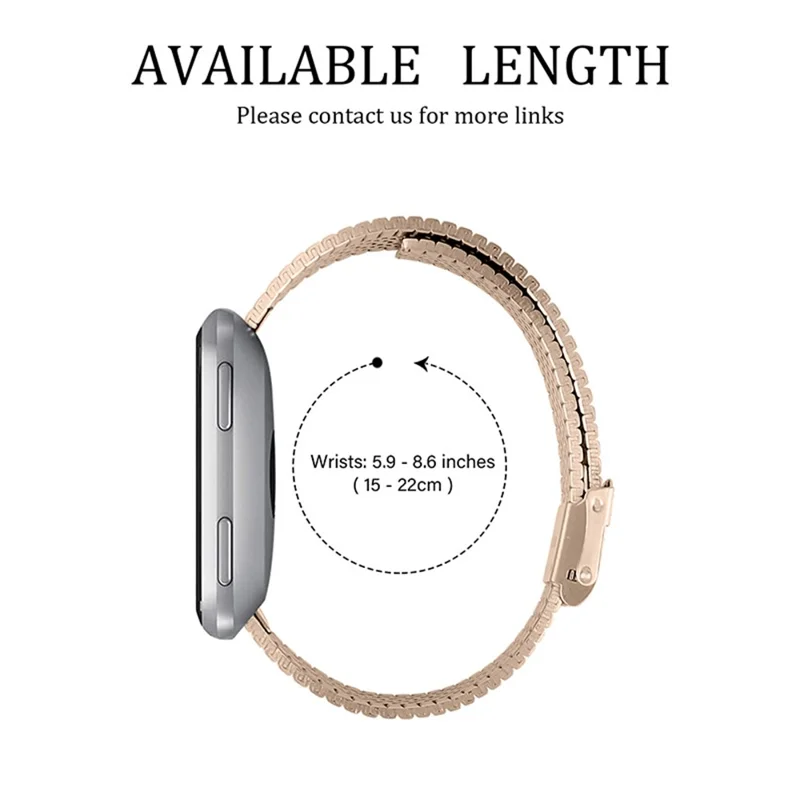 Stylish Stainless Steel Wrist Strap with Double Buckle Side Textured Band Smart Watch Accessory for Fitbit Versa/Versa 2/Versa Lite/Versa SE - Pink Gold