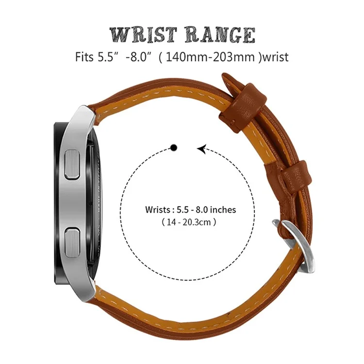 Seamline Design Pointed Tail Top Layer Cowhide Genuine Leather Watch Strap for Samsung Galaxy Watch4 Classic 42mm 46mm/Galaxy Watch Active/Galaxy Watch Active2 40mm 44mm - Brown