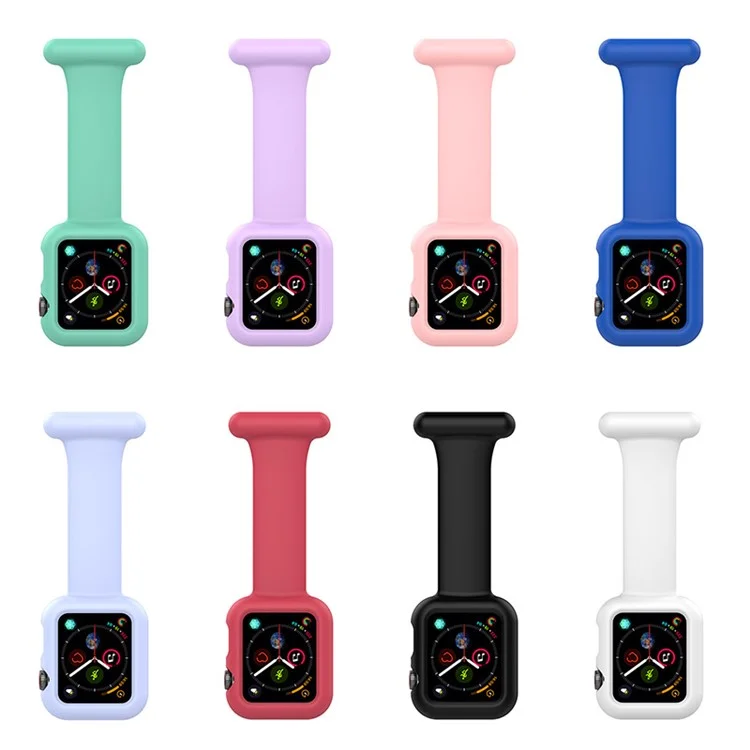 Montre de médecin anti-collision infirmière avec bracelet en silicone et coque de protection pour Apple Watch Série 7 41 mm / Série 6 / 5 / 4 / SE 40 mm / Watch Série 1 / 2 / 3 38 mm - Rose