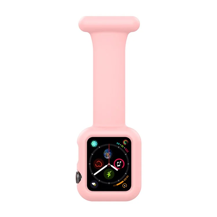 Montre de médecin anti-collision infirmière avec bracelet en silicone et coque de protection pour Apple Watch Série 7 41 mm / Série 6 / 5 / 4 / SE 40 mm / Watch Série 1 / 2 / 3 38 mm - Rose