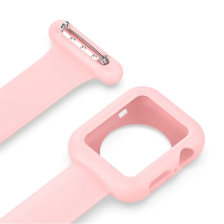 Montre de médecin anti-collision infirmière avec bracelet en silicone et coque de protection pour Apple Watch Série 7 41 mm / Série 6 / 5 / 4 / SE 40 mm / Watch Série 1 / 2 / 3 38 mm - Rose